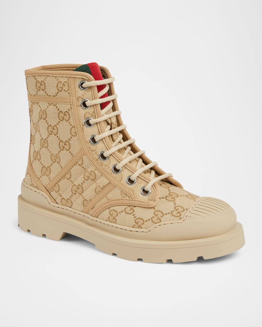 GG Monogram Canvas Combat Boots