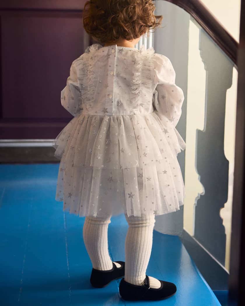 Girl's Claudette Starry Tiered Tulle Dress, Size 6M-4