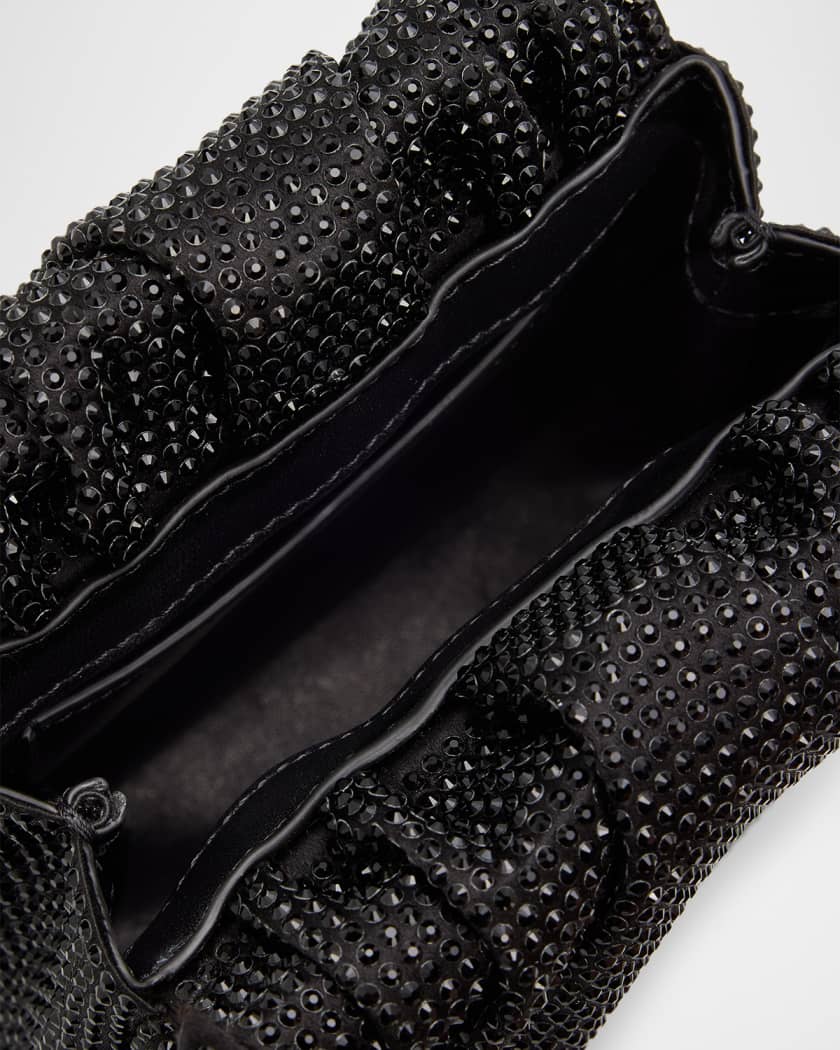 Amina Muaddi Vittoria Pleated Crystal Satin Top-Handle Bag