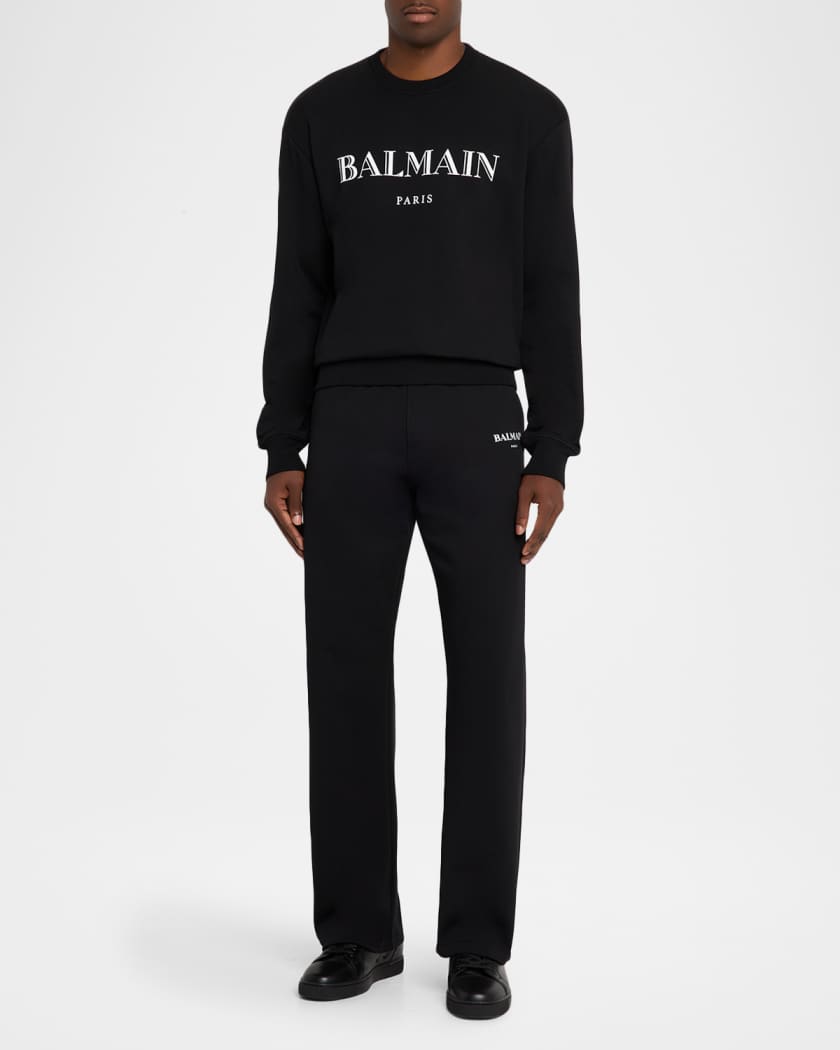 Balmain Men's Cotton Vintage Logo Crewneck Sweater | Neiman