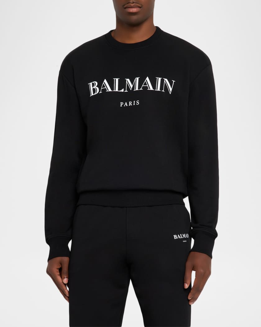 Balmain Men's Cotton Vintage Logo Crewneck Sweater | Neiman