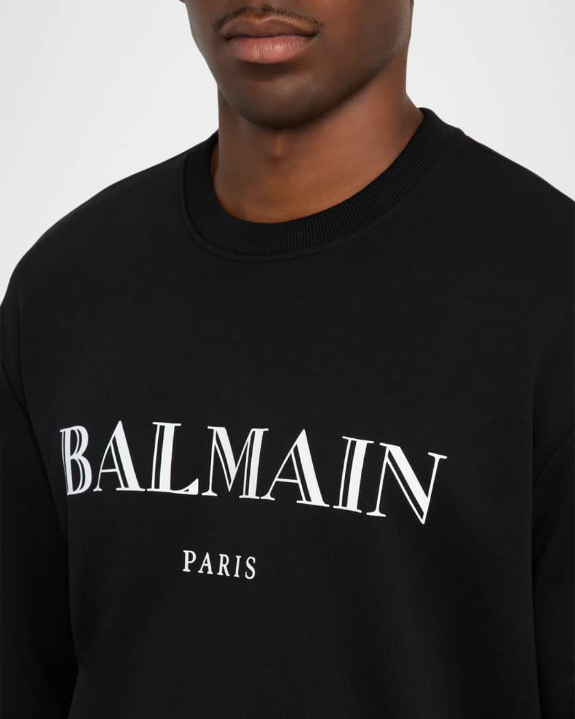 Balmain Men's Cotton Vintage Logo Crewneck Sweater | Neiman