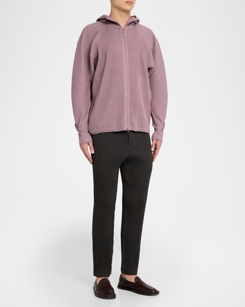 Homme Plisse Issey Miyake Men's Wickerwork Mesh Full-Zip Hoodie