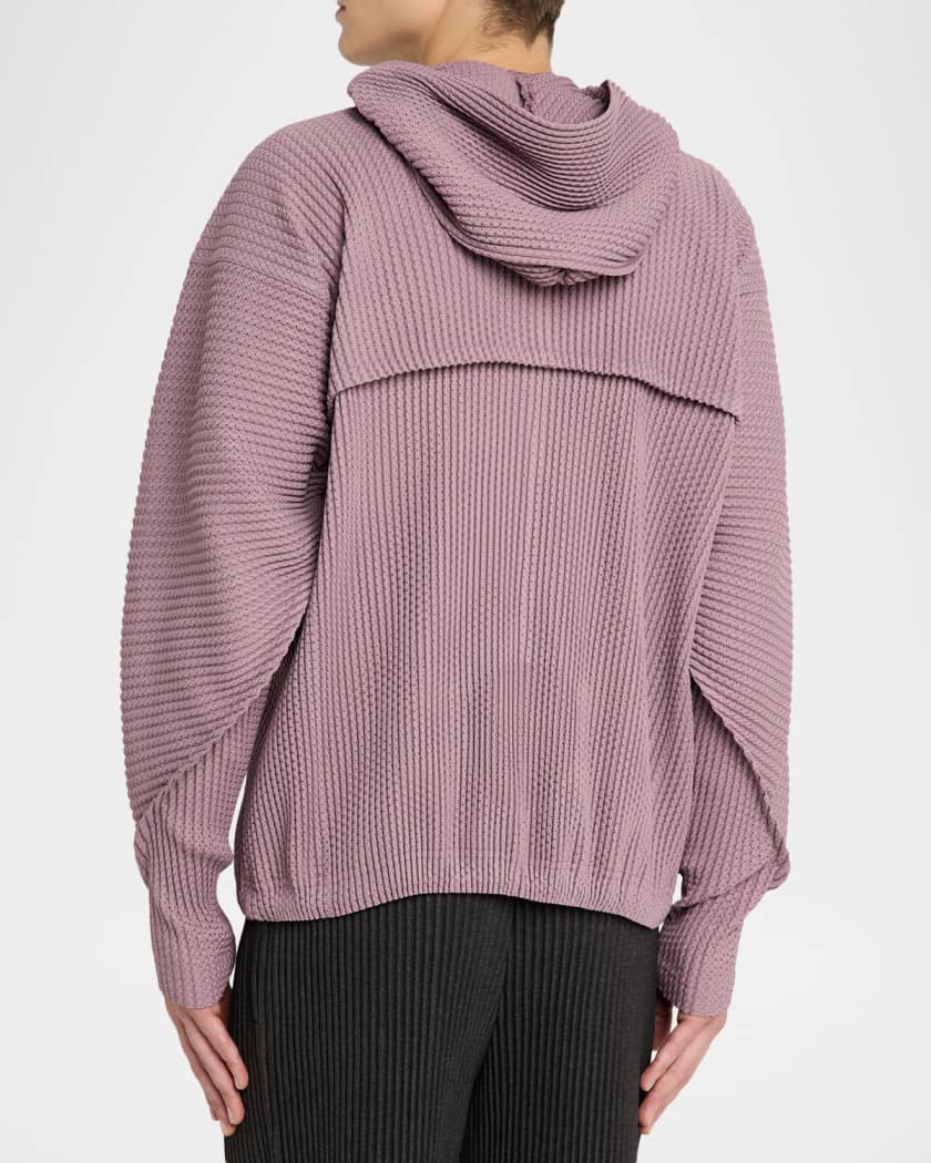 Homme Plisse Issey Miyake Men's Wickerwork Mesh Full-Zip Hoodie