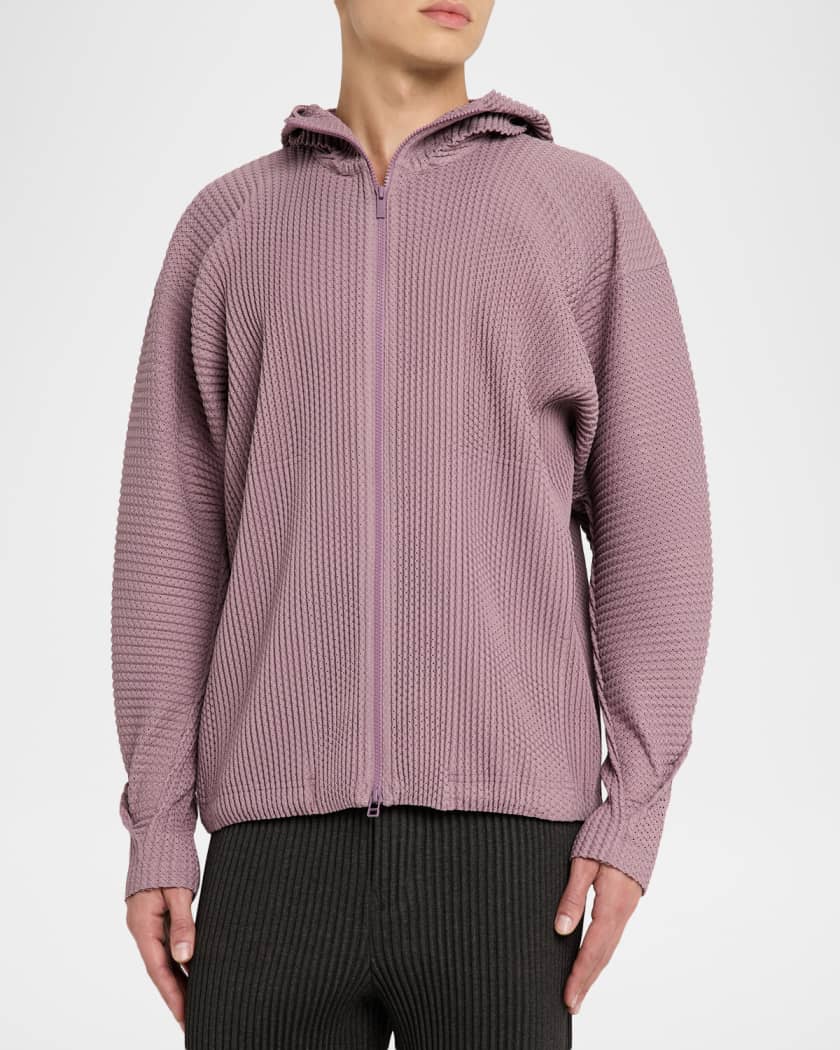 Homme Plisse Issey Miyake Men's Wickerwork Mesh Full-Zip Hoodie