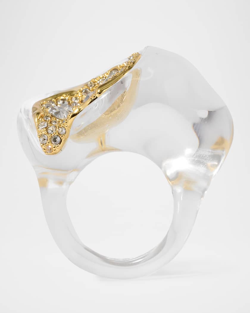 Liquid Lucite Crystal Pave Geode Ring