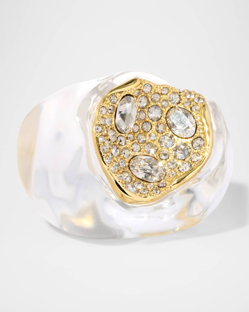 Liquid Lucite Crystal Pave Geode Ring