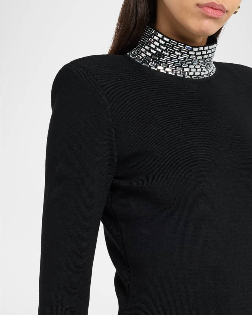 Corinth Embellished High-Neck Mini Dress