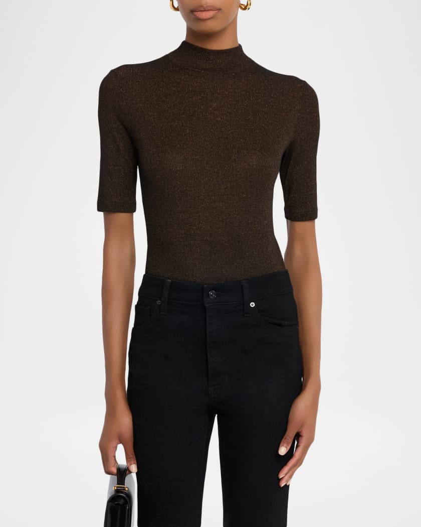 FRAME The Lurex Mock-Neck Top | Neiman Marcus