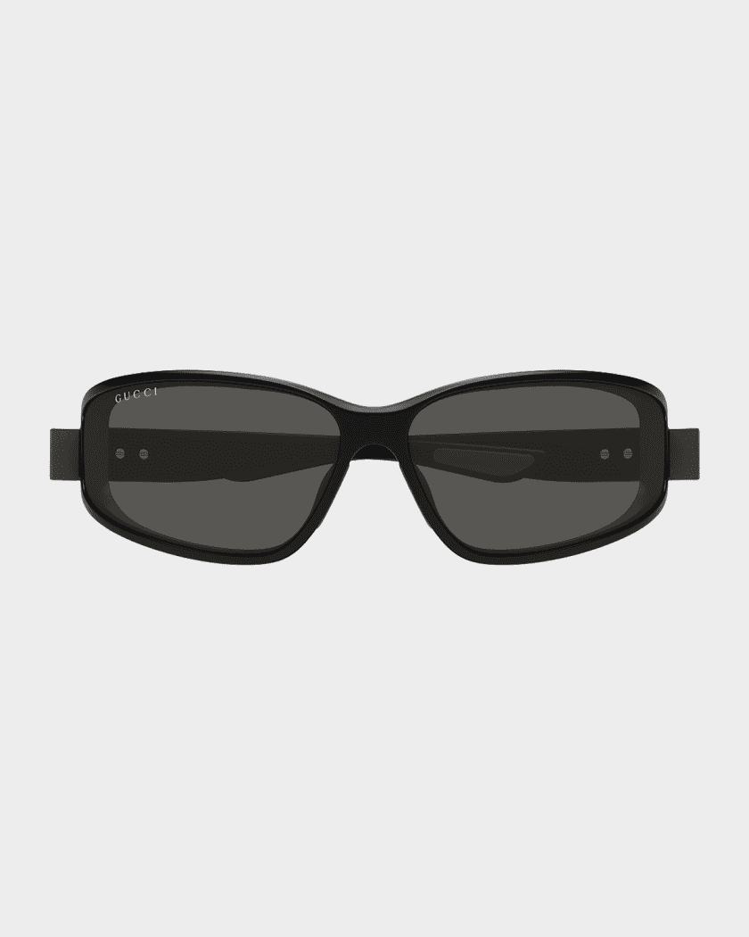 Gucci Men's Rectangular Acetate Wrap Sunglasses | Neiman Marcus