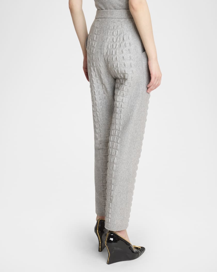 Croco Wool-Cotton Tapered Trousers