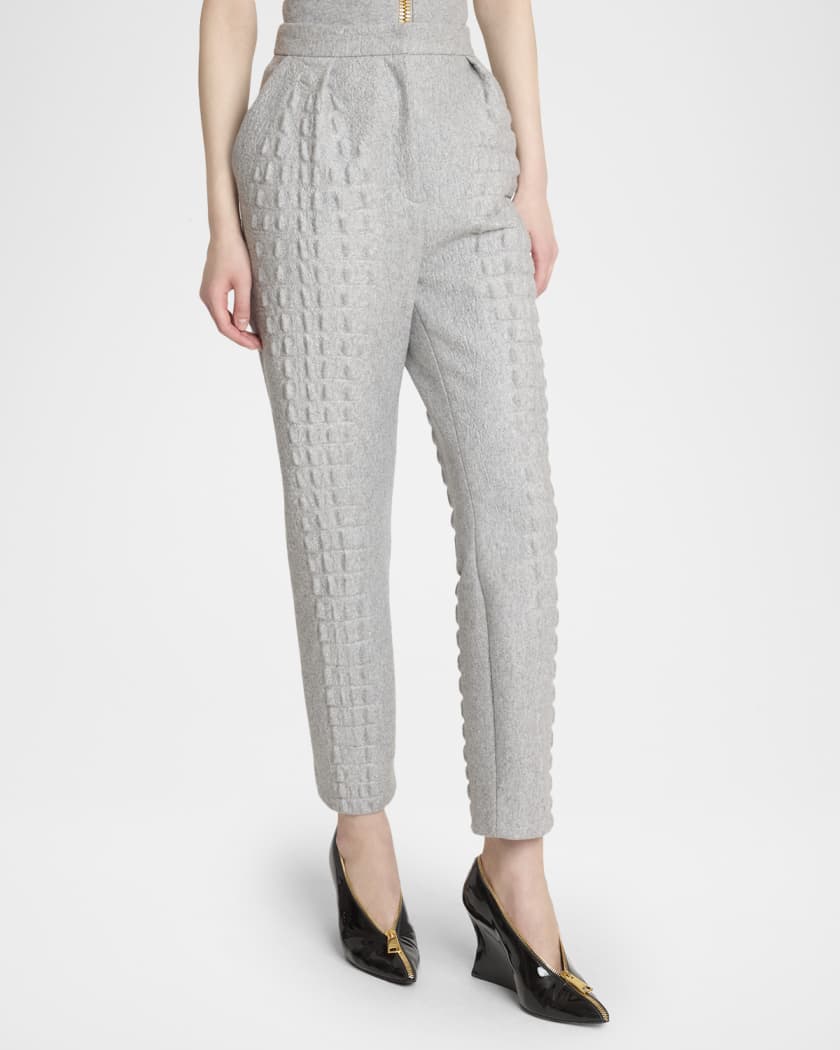 Croco Wool-Cotton Tapered Trousers