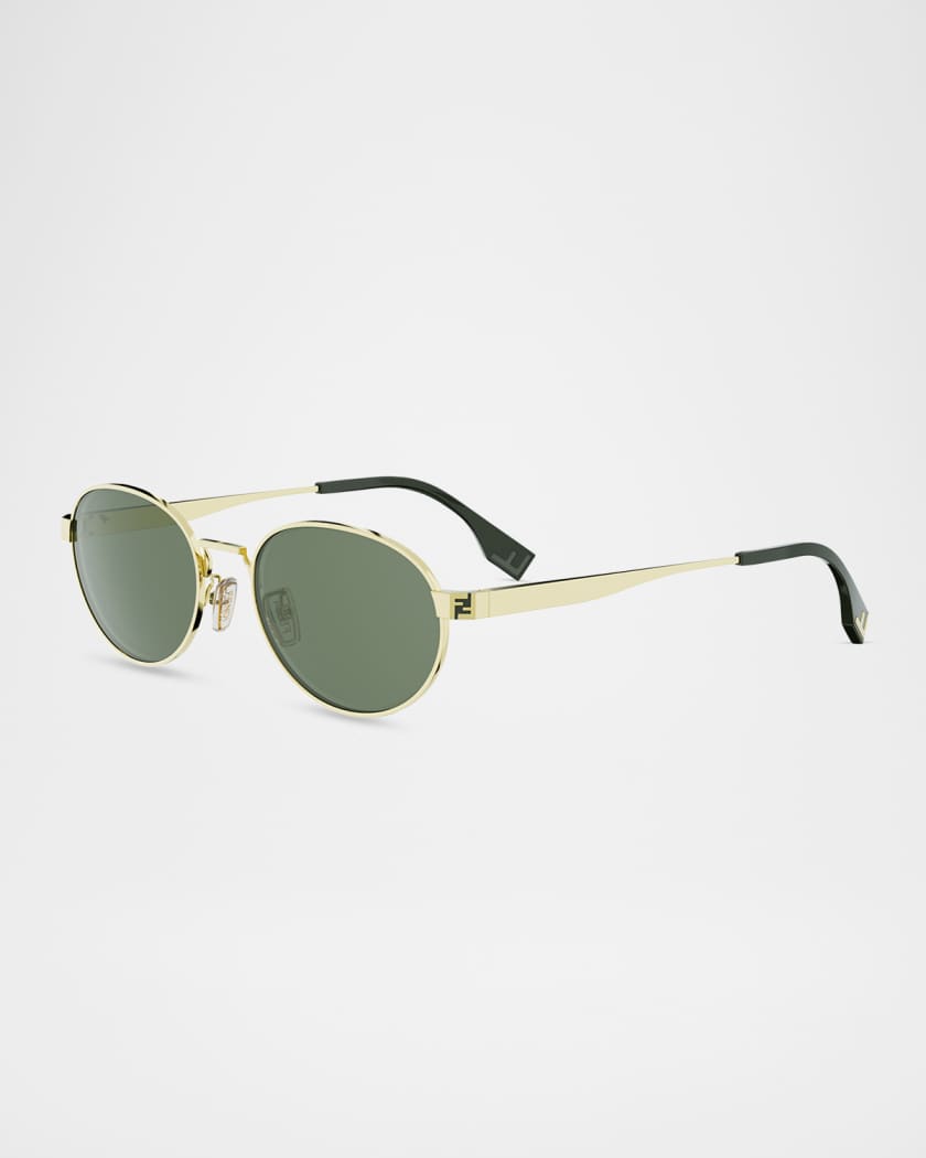 Fendi Men's Fendi Sky Gold-Tone Metal Rectangle Sunglasses