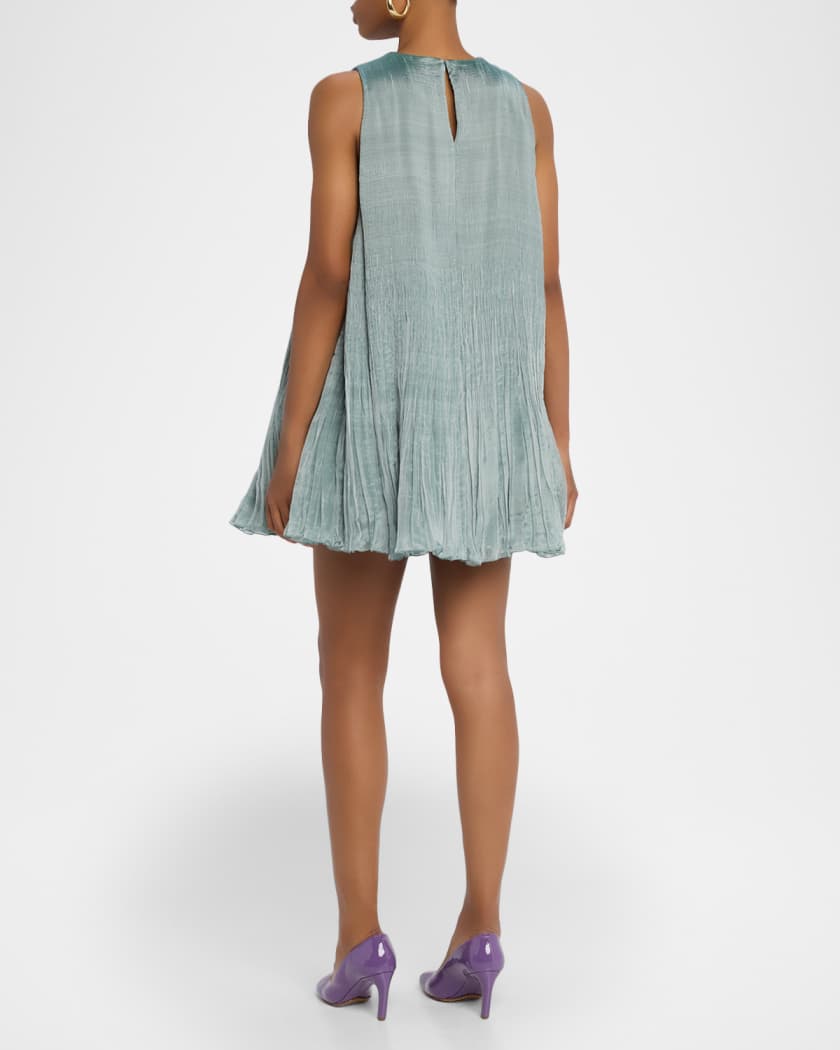 Loewe Colorblock Sleeveless Plisse Satin Mini Dress | Neiman