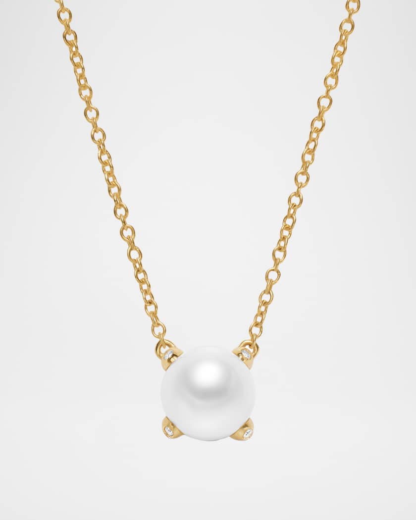 Pearl Classics Necklace with Diamonds in 18K Gold, 6.5mm
