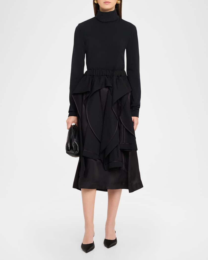 Noir Kei Ninomiya Deconstructed Wool Gabardine Midi Skirt | Neiman