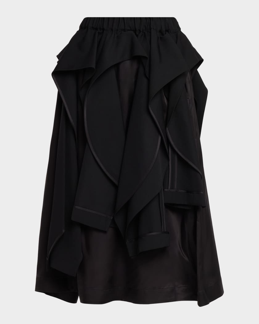 Noir Kei Ninomiya Deconstructed Wool Gabardine Midi Skirt | Neiman