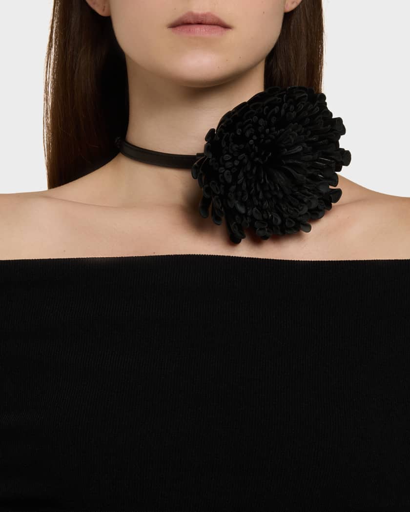 Leather Flower Choker