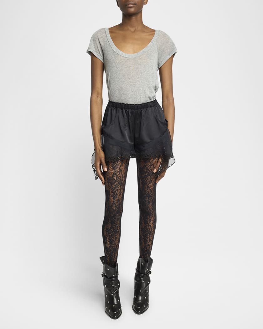 Ildana Lace & Organza-Trim Silk Shorts