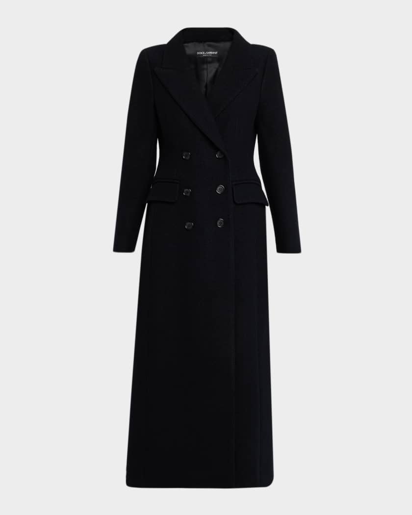 Dolce&Gabbana Double-Breasted Wool Long Coat | Neiman Marcus