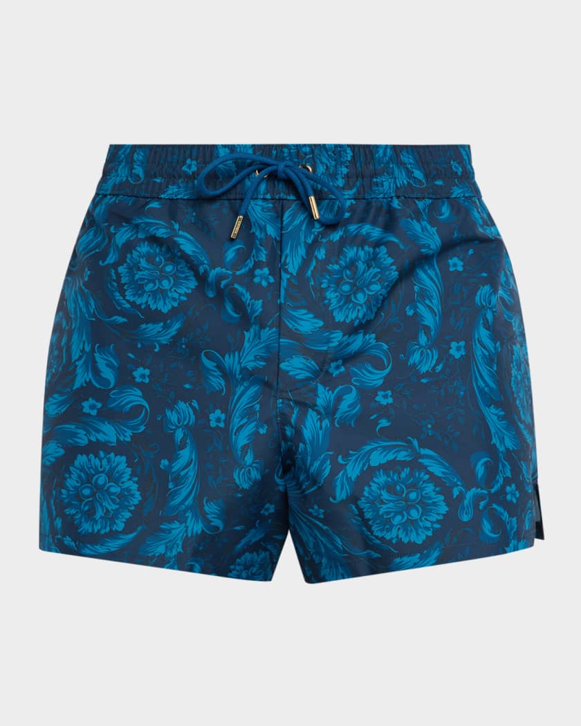 Versace Men's Barocco-Print Swim Trunks | Neiman Marcus