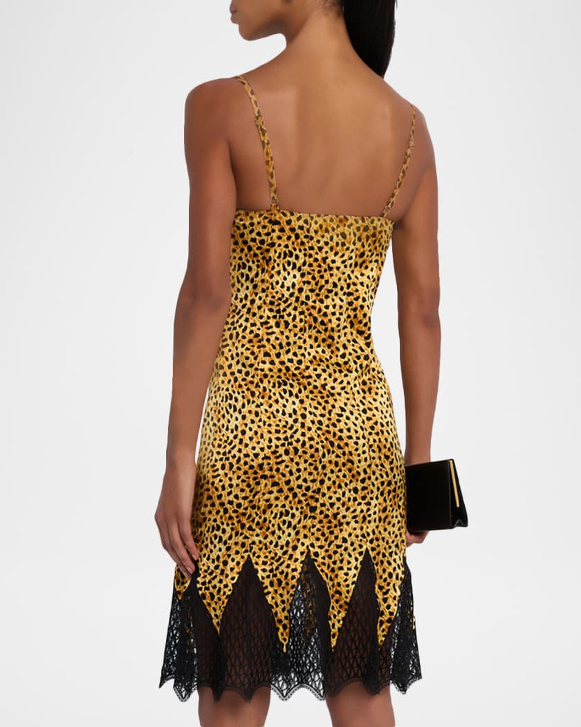 Versace Printed Crepe Satin Mini Slip Dress | Neiman Marcus