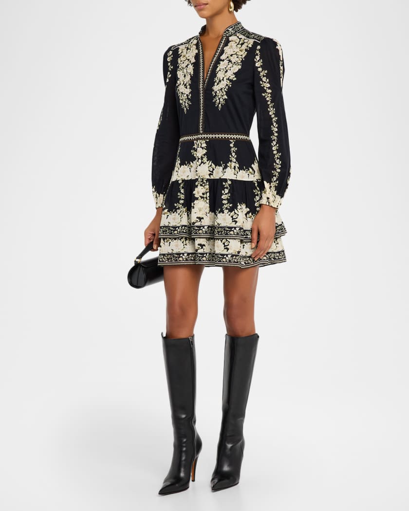 Valencia Tiered Long-Sleeve Mini Dress