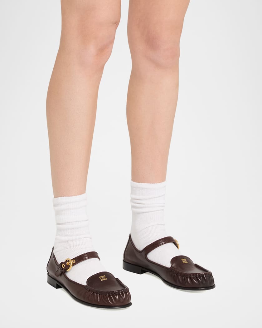 Miu Miu Leather Mary Jane Loafers | Neiman Marcus