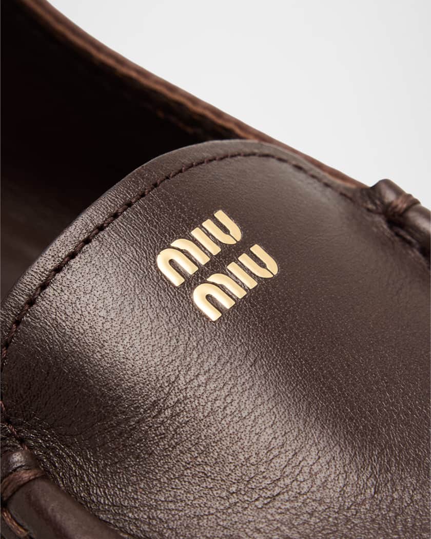 Miu Miu Leather Mary Jane Loafers | Neiman Marcus