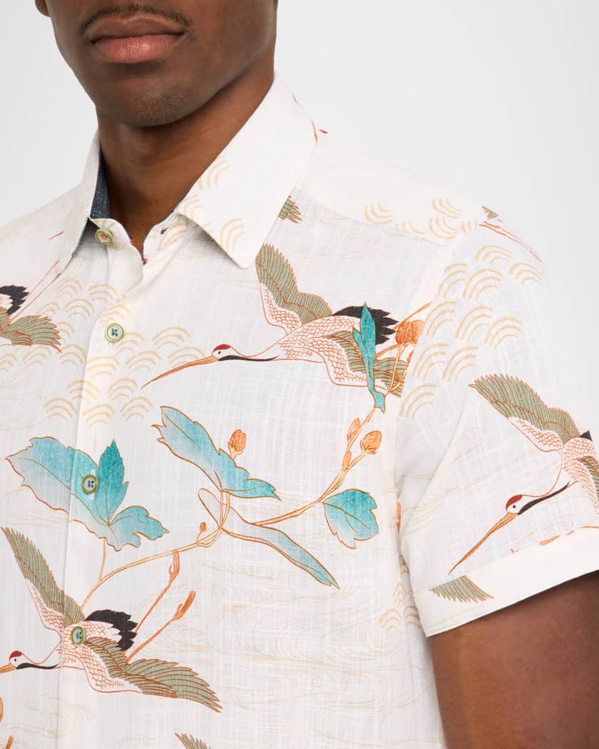 Robert Graham Men's Tsuru Viscose and Linen Short-Sleeve Shirt