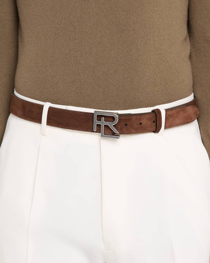 Men's RL-Buckle Calf Suede Belt
