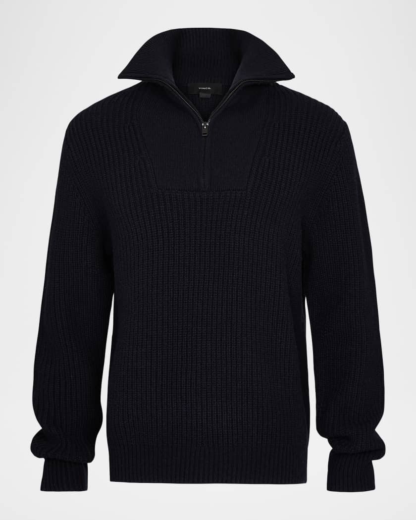 Vince Men's Heirloom Shaker Wool-Cashmere Quarter-Zip Sweater