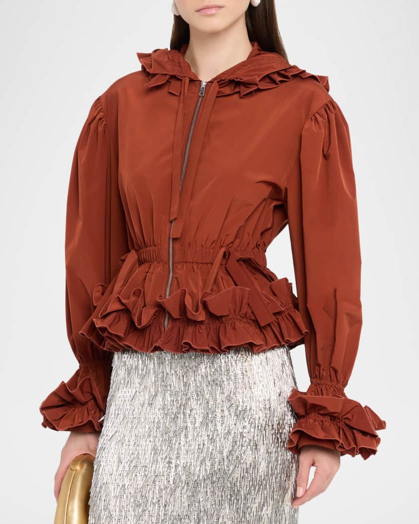 AKNVAS Lovise Ruffled Taffeta Jacket | Neiman Marcus