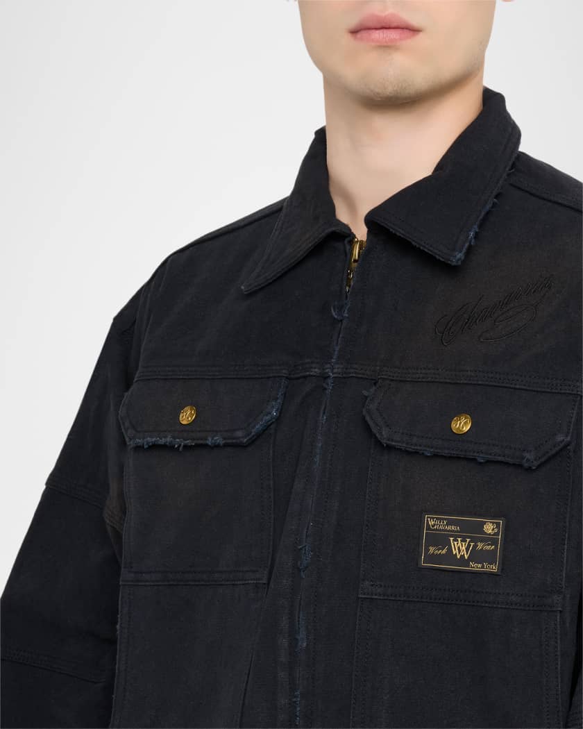 Willy Chavarria Men's Stockton Full-Zip Work Jacket | Neiman Marcus