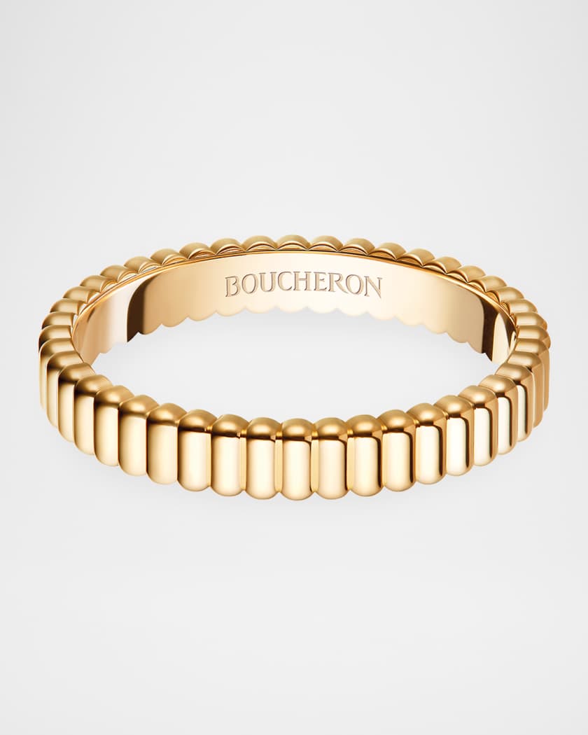 Boucheron Grosgrain 18K Yellow Gold Wedding Band, Size EU 50