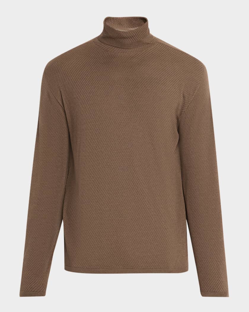 Giorgio Armani Men's Ribbed Wool and Silk Turtleneck Sweater