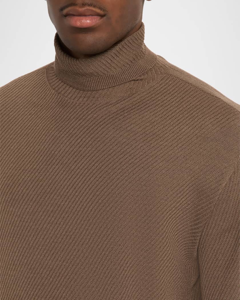 Giorgio Armani Men's Ribbed Wool and Silk Turtleneck Sweater
