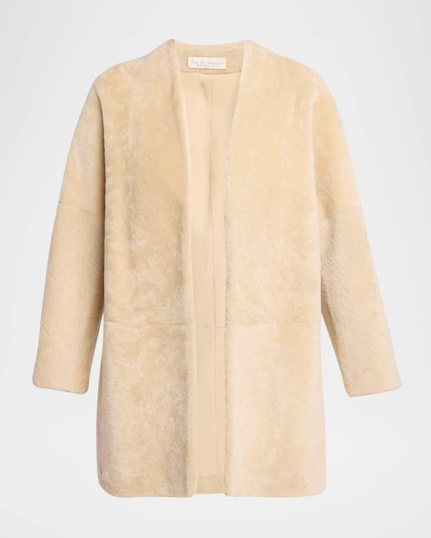 THE ROW Alarise Lamb Shearling Open Coat | Neiman Marcus