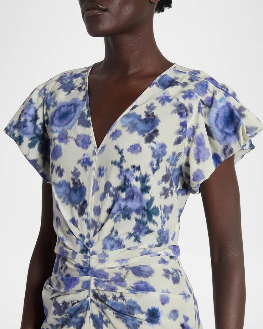 ISABEL MARANTフラワープリントドレス Isabel Marant Terenae Printed Stretch Silk Midi Dress | Neiman Marcus