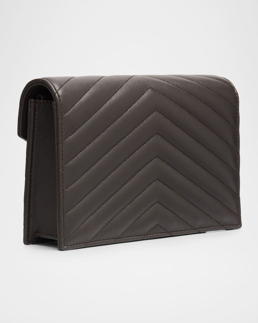 Small YSL Wallet on Chain in Grain Leather