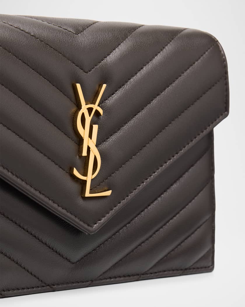 Small YSL Wallet on Chain in Grain Leather