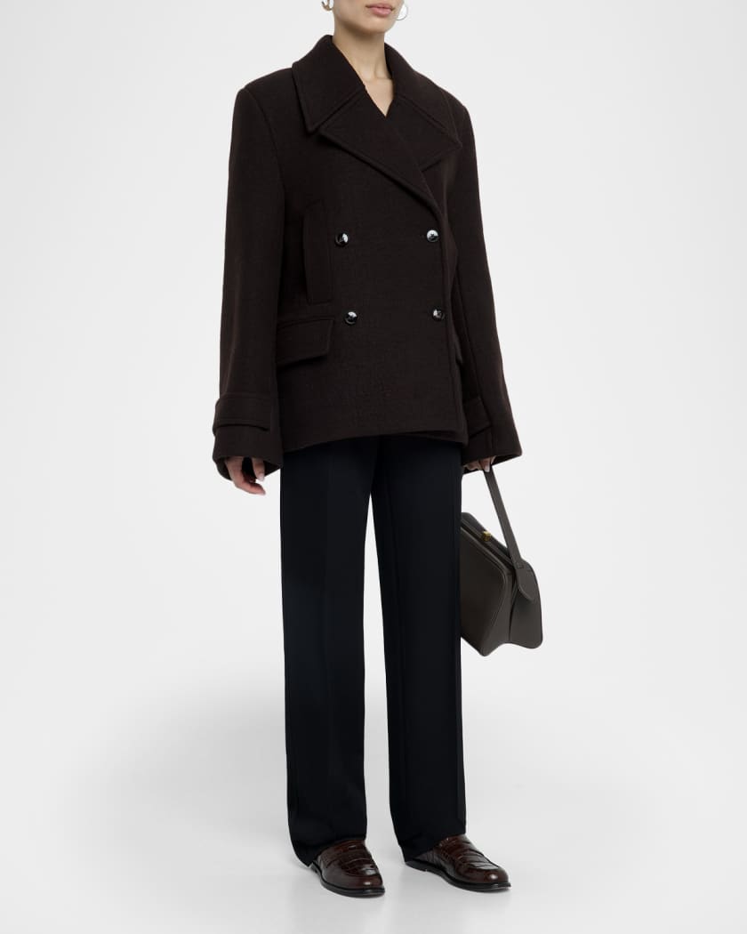Co Flare-Sleeve Double-Breasted Short Peacoat | Neiman Marcus