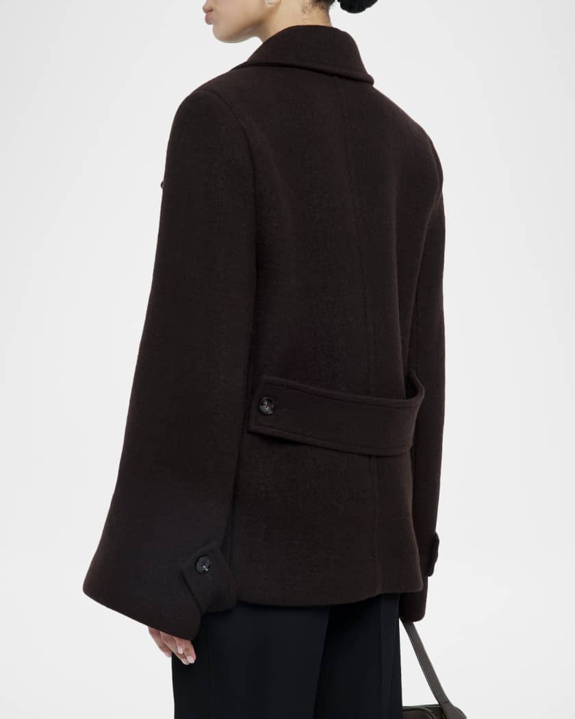 Co Flare-Sleeve Double-Breasted Short Peacoat | Neiman Marcus