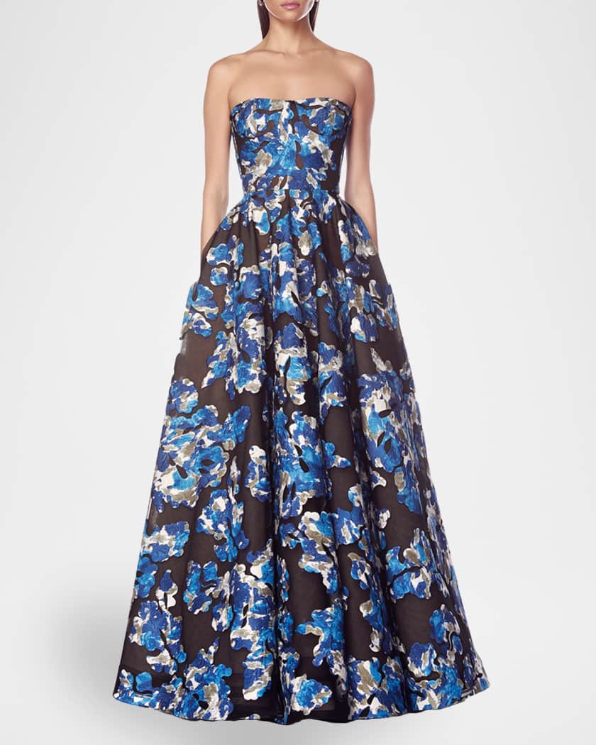 Bronx and Banco Cassandra Strapless Jacquard Organza Gown | Neiman
