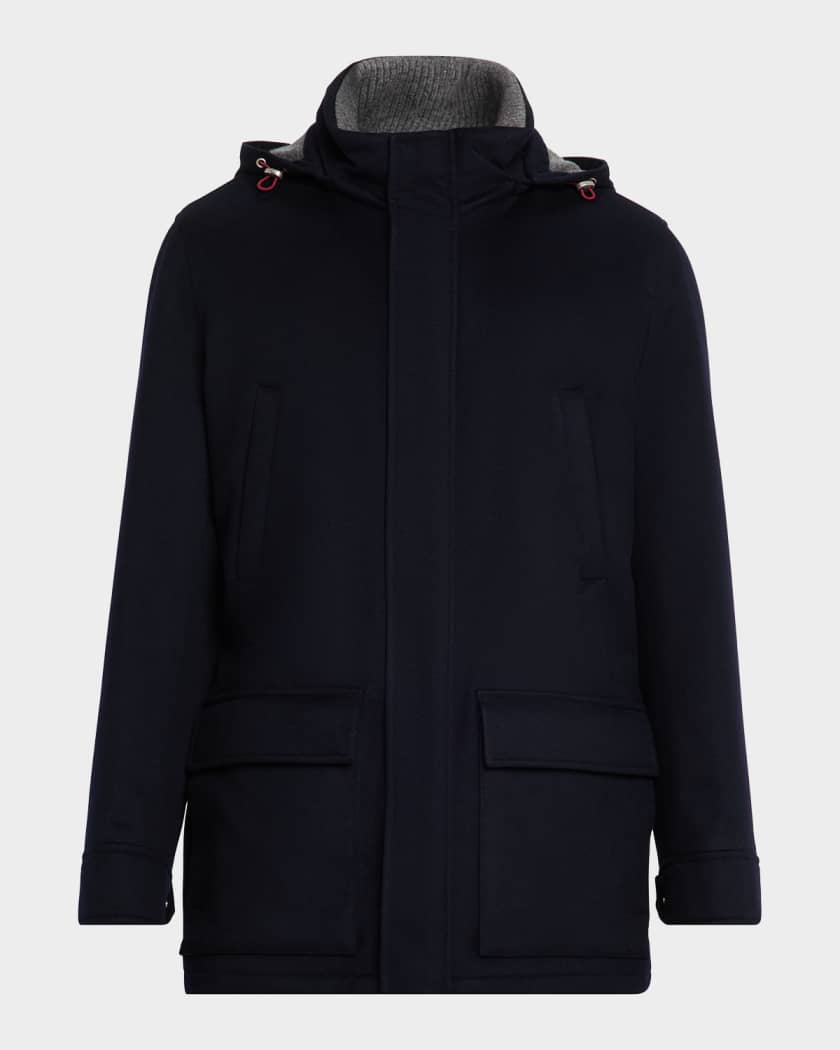 Brunello Cucinelli Men's Cashmere Hooded Coat | Neiman Marcus