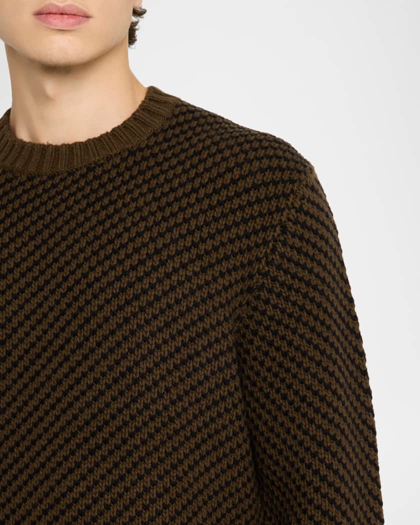 Vince Men's Birdseye Twill Wool-Cashmere Crewneck Sweater | Neiman