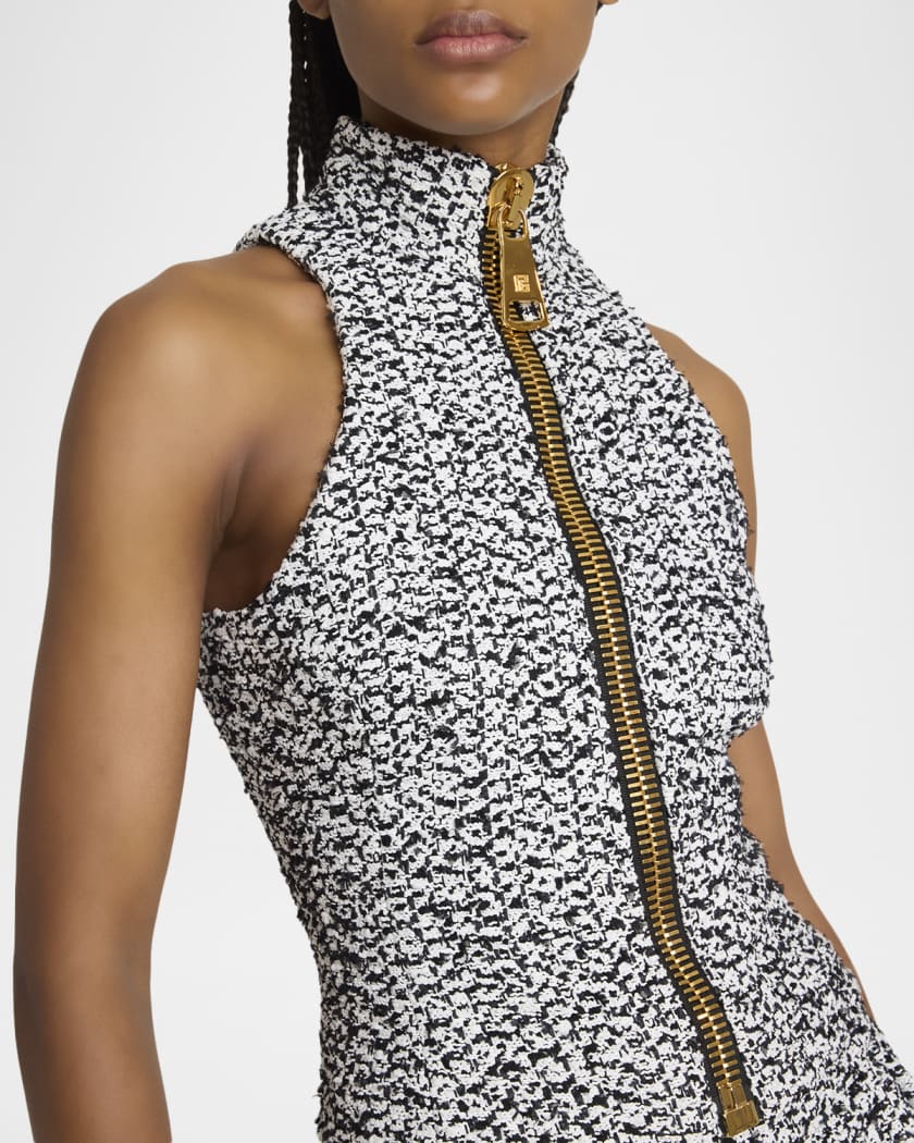 Balmain Zipped Tweed Vest | Neiman Marcus