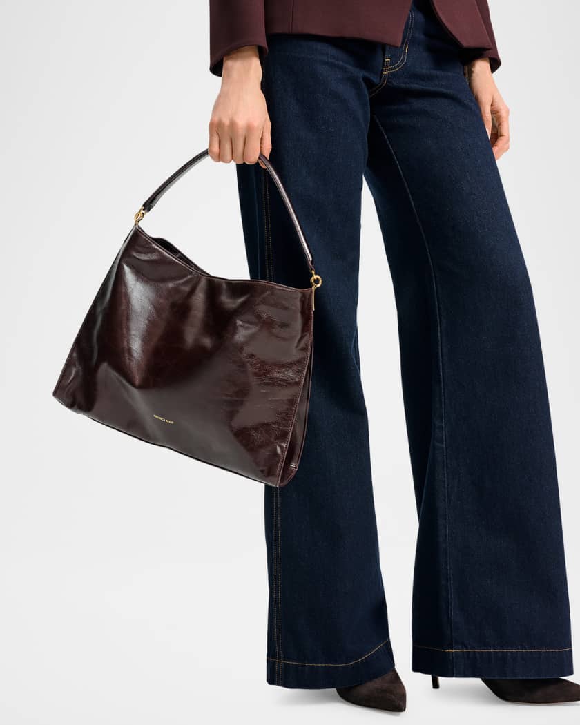 Vida Slouchy Crinkled Leather Shoulder Bag