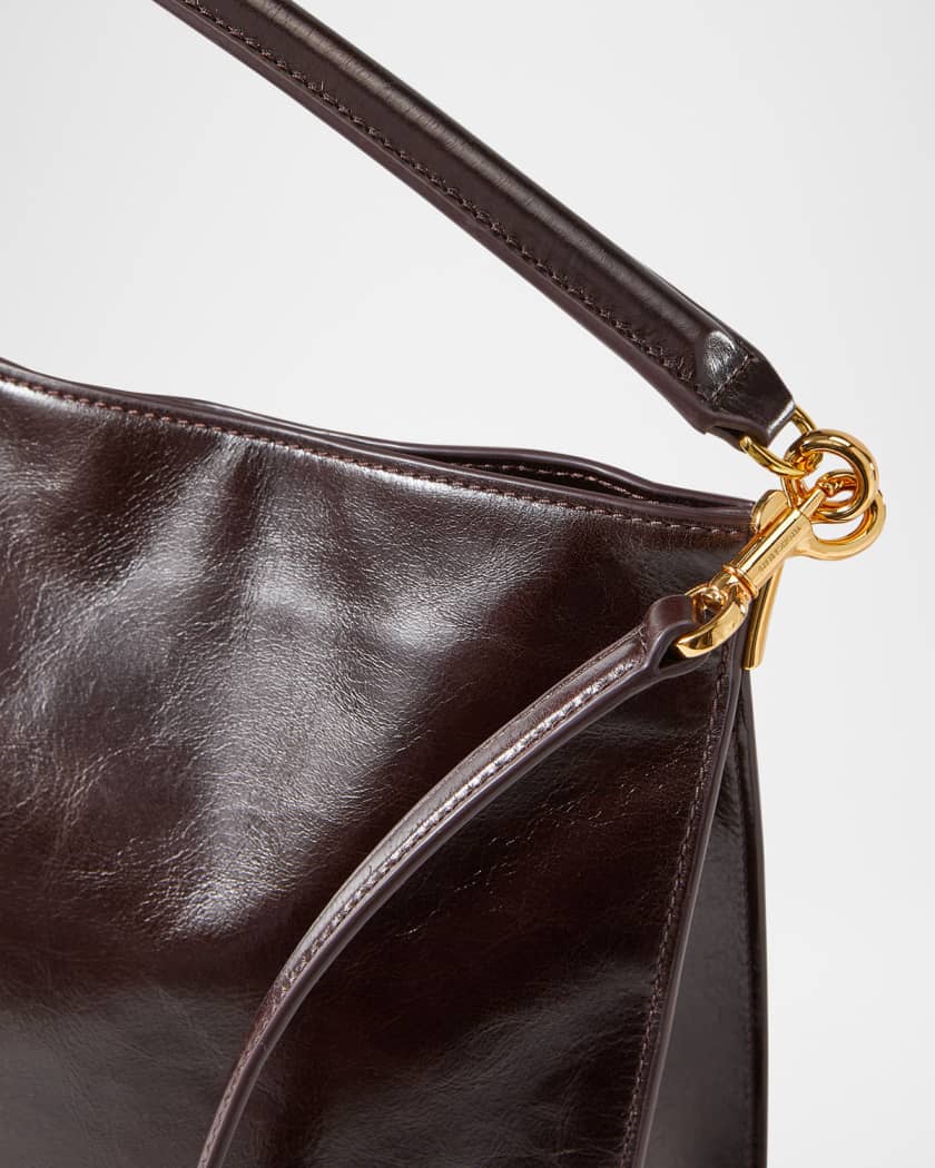 Vida Slouchy Crinkled Leather Shoulder Bag