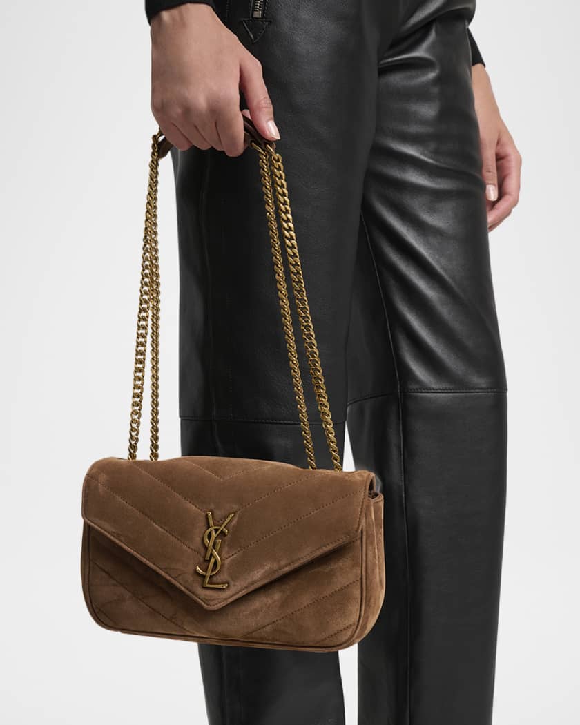 Loulou Small YSL Shoulder Bag in Matelasse Suede